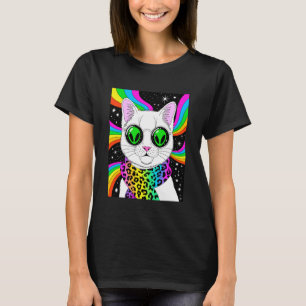 Camiseta Gato Alien Arcoíris Arte Trippy Divertido