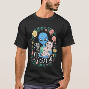 Camiseta Gato Alien Floral Lindo Humor Extraño Gatos