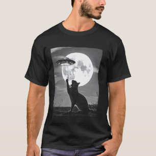 Camiseta Gato Alien OVNI Gato Divertido Silueta Platillo Vo