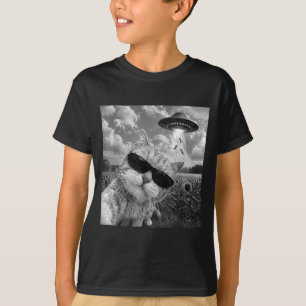 Camiseta Gato Alien Selfie OVNI Hombres Mujeres Gráfico Gat