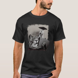 Camiseta Gato Alien UFO Selfie Kitty Cat