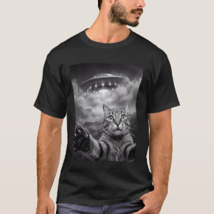 Camiseta Gato alienígena divertido selfie UFO Abducción Cie