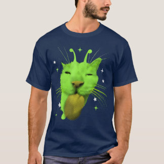 Camiseta Gato alienígena meme OVNI Retro Divertido Amante d