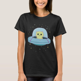 Camiseta gato alienígena volando platillo extraterrestre T-