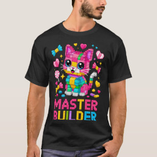 Camiseta Gato Amante Constructor Maestro Bloques Ladrillos