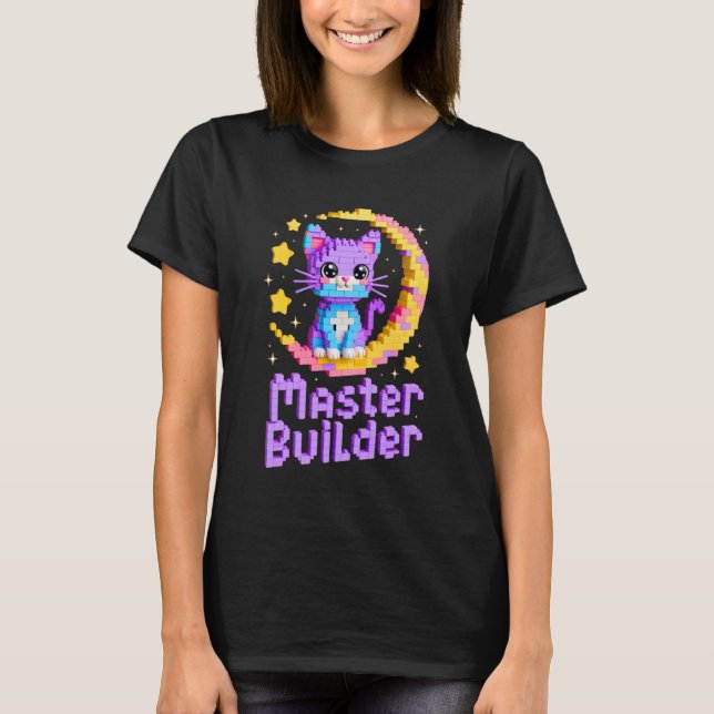 Camiseta Gato Amante Constructor Maestro Bloques Ladrillos  (Anverso)