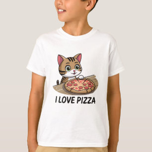Camiseta Gato amante de la pizza