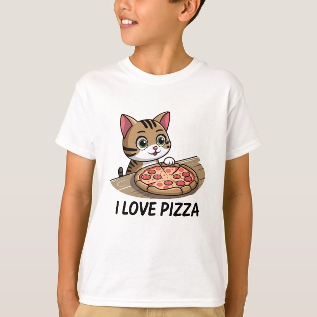 Camiseta Gato amante de la pizza (Anverso)