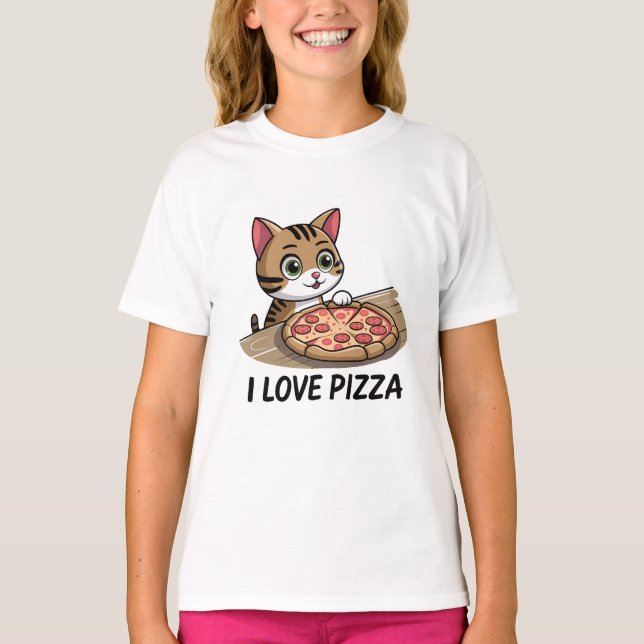 Camiseta Gato amante de la pizza (Anverso)