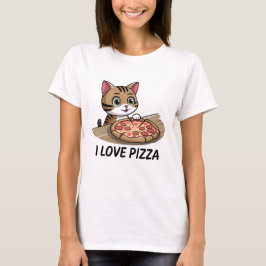 Camiseta Gato amante de la pizza