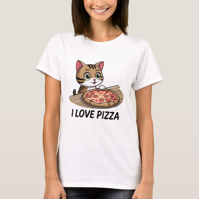 Camiseta Gato amante de la pizza (Anverso)