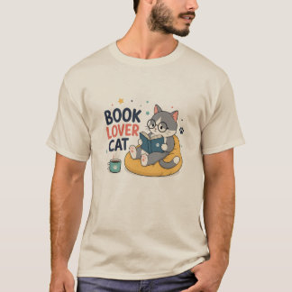 Camiseta Gato Amante de Libros Ilustración Bonita