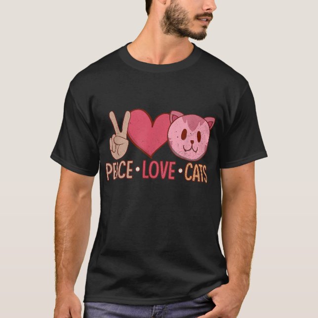 Camiseta Gato amante de los gatos del amor por la paz adict (Anverso)