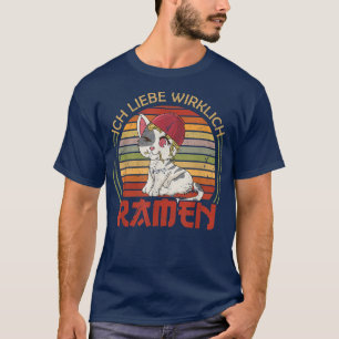 Camiseta gato amante del gato comida japonesa Ramen T-Shirt