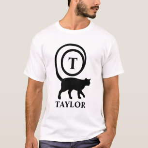 Camiseta Gato Amante del Nombre Inicial del Monograma Blanc
