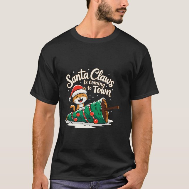 Camiseta Gato Amantes de Santa Claus Navidades Humor Hol fe (Anverso)