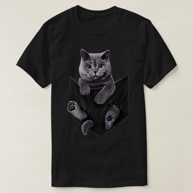 Camiseta Gato Amantes Regala A British Shorthair En Pocket  (Diseño del anverso)