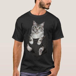 Camiseta Gato Amantes Regalos Maine Coon In Pocket Funny Ki