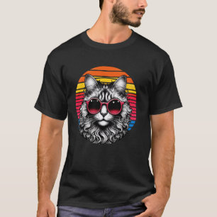 Camiseta Gato American Curl Gafas de sol Retro Vintage Atar