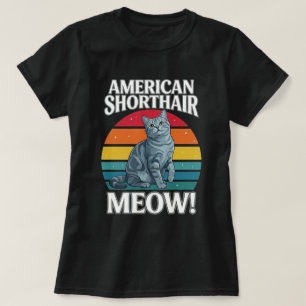 Camiseta Gato American Shorthair Atardecer Retro Maúlla