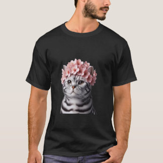 Camiseta Gato American Shorthair con Corona de Sakura - Lin