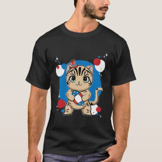 Camiseta Gato American Shorthair con fútbol 4 de julio