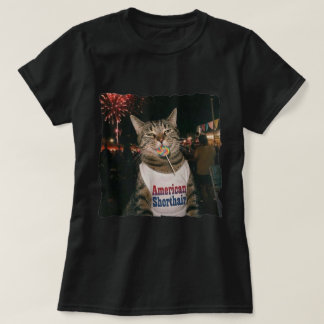Camiseta Gato American Shorthair Fuegos Artificiales Pirule