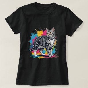 Camiseta Gato American Shorthair Splash de Arte Pop