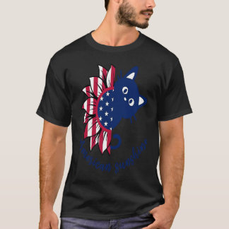 Camiseta Gato American Sunshine y Gato Girasol Bandera de E