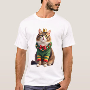 Camiseta Gato americano de pelo largo Maine Coon de Navidad