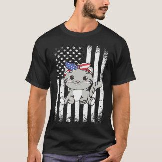 Camiseta gato americano del 4 de julio para niños gato lind