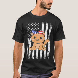 Camiseta Gato americano del 4 de julio para niños Gato usa 