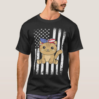Camiseta Gato americano del 4 de julio para niños Gato usa 