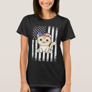 Camiseta Gato americano del 4 de julio para niños Lindo gat