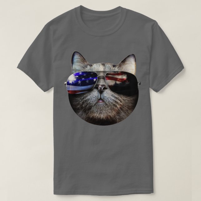 Camiseta Gato americano Guay con gafas de sol (Diseño del anverso)