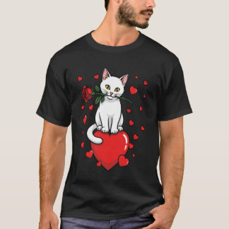 Camiseta Gato Amor Corazón Rosa Gato Lindo