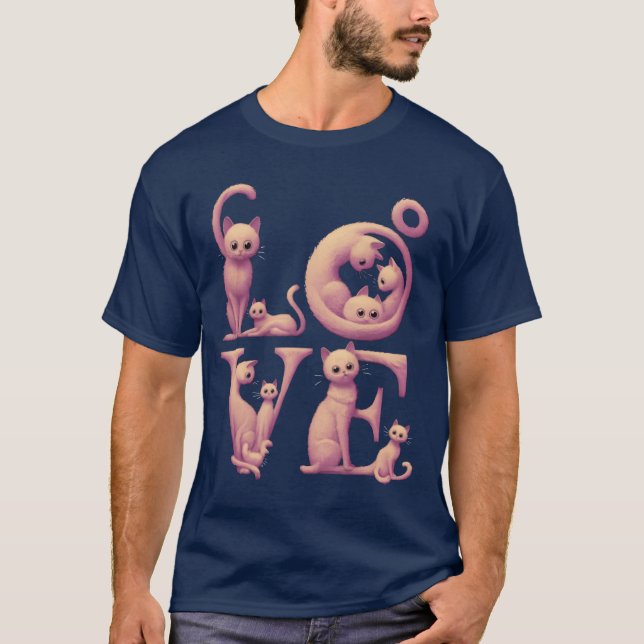 Camiseta Gato Amor Rosa vintage (Anverso)