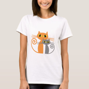 Camiseta Gato anaranjado, gato gris