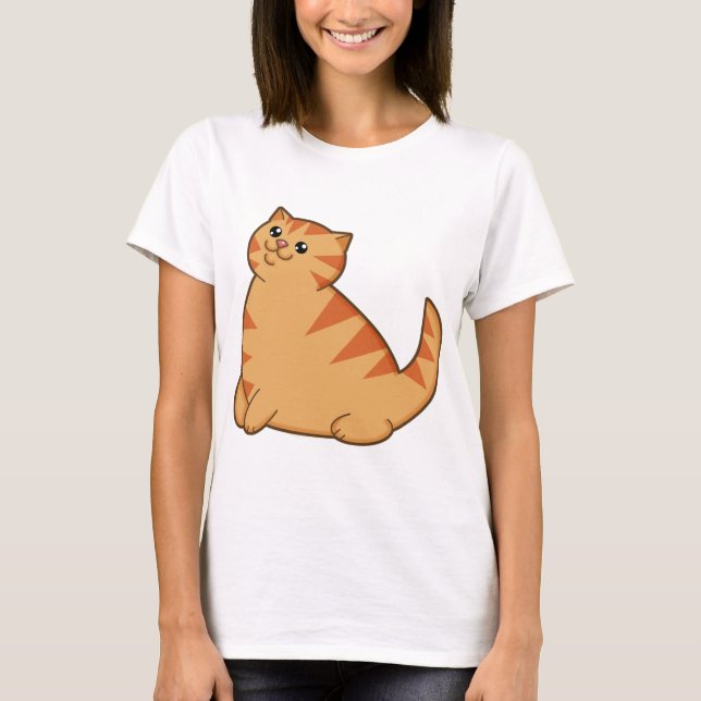 Camiseta Gato anaranjado gordo feliz (Anverso)