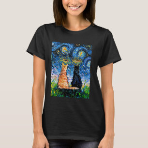 Camiseta Gato Ángel Noche estrellada Gato negro y halo Tabb