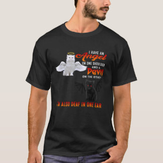 Camiseta Gato Ángel y Gato Diablo Divertido Gatito Gatos Am