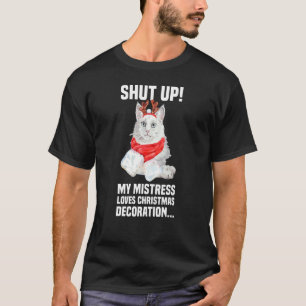 Camiseta Gato Angora Lindo con Disfraz de Reno Cállate Deco