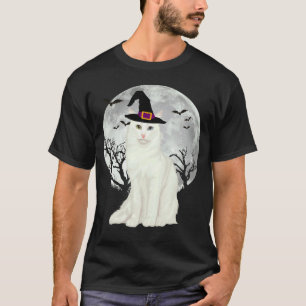 Camiseta Gato Angora Turco Asustador Sombrero de Bruja Hall
