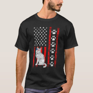 Camiseta Gato Angora Turco Patriótico Americano 4 De Julio