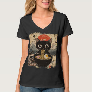 Camiseta Gato animado comiendo Ramen Amantes del Anime al e