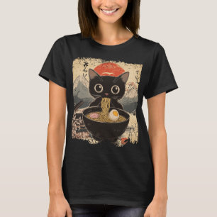 Camiseta Gato animado comiendo Ramen Amantes del Anime al e
