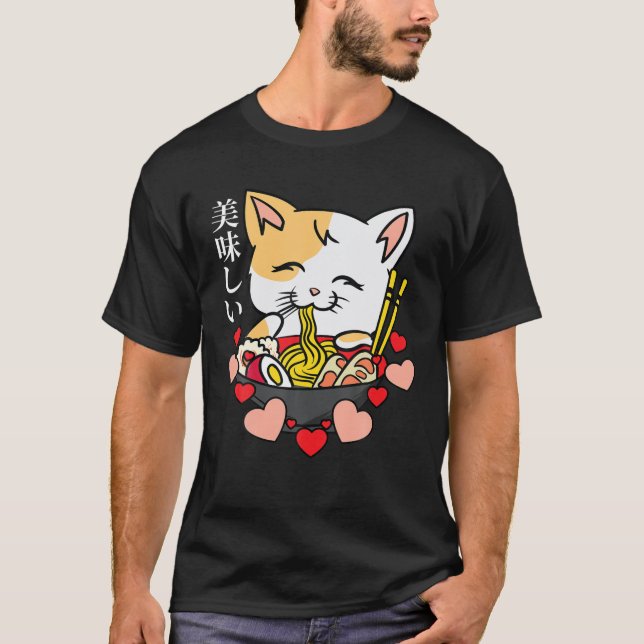 Camiseta Gato animado - Ramen - Arte cultural japonés - Man (Anverso)