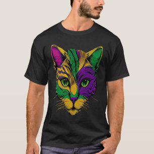 Camiseta Gato Animal Carnaval de Mardi Gras Bufón Gato Mard