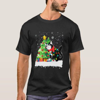 Camiseta Gato Animal con Sombrero de Árbol de Navidad Claus