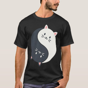 Camiseta Gato animal felino Yin Yang Yin gato negro Yang ga